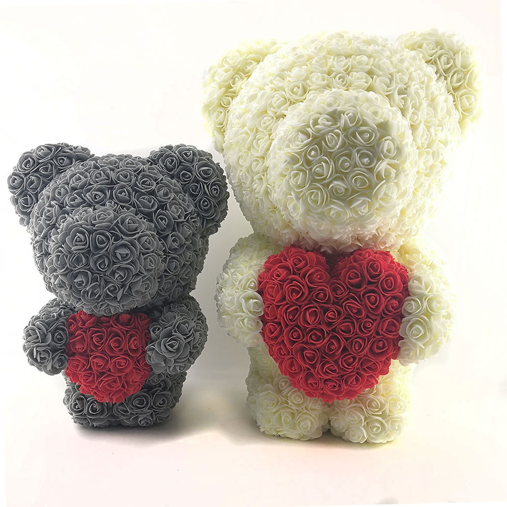 red rose bear with heart