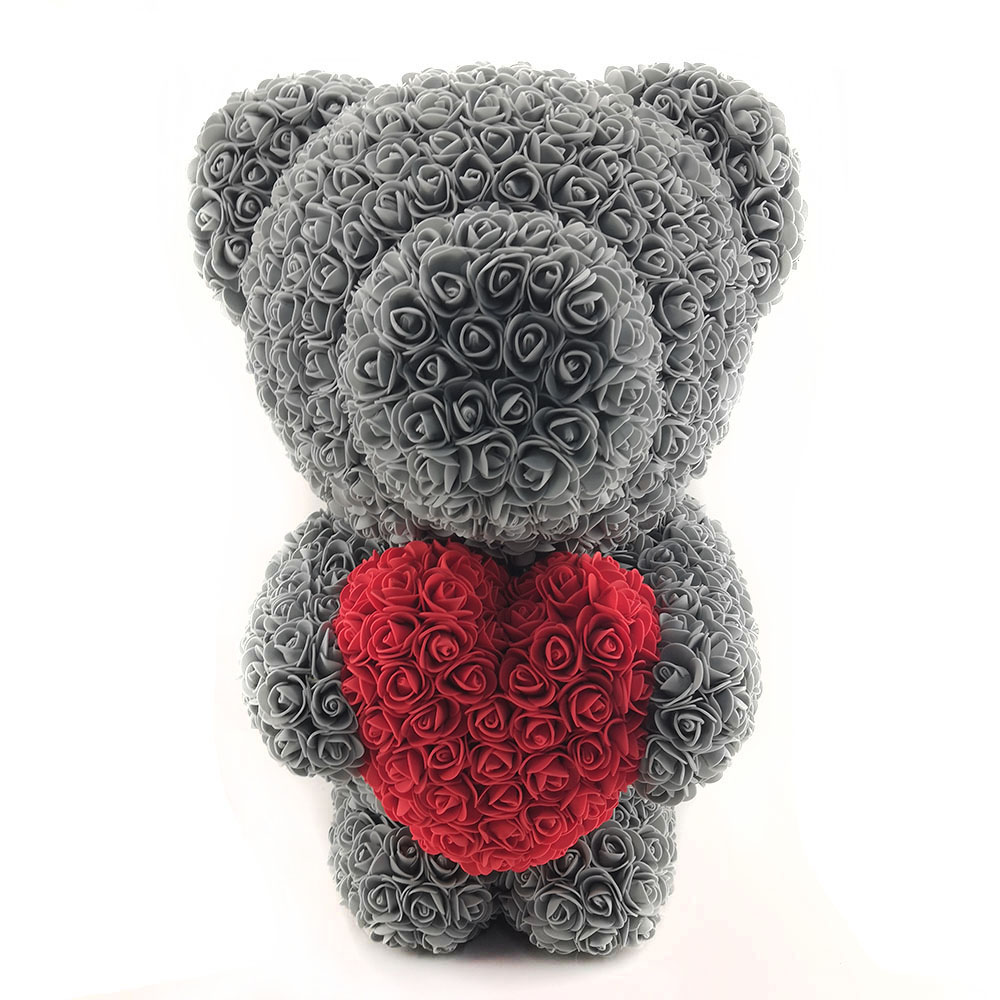 gray rose teddy bear